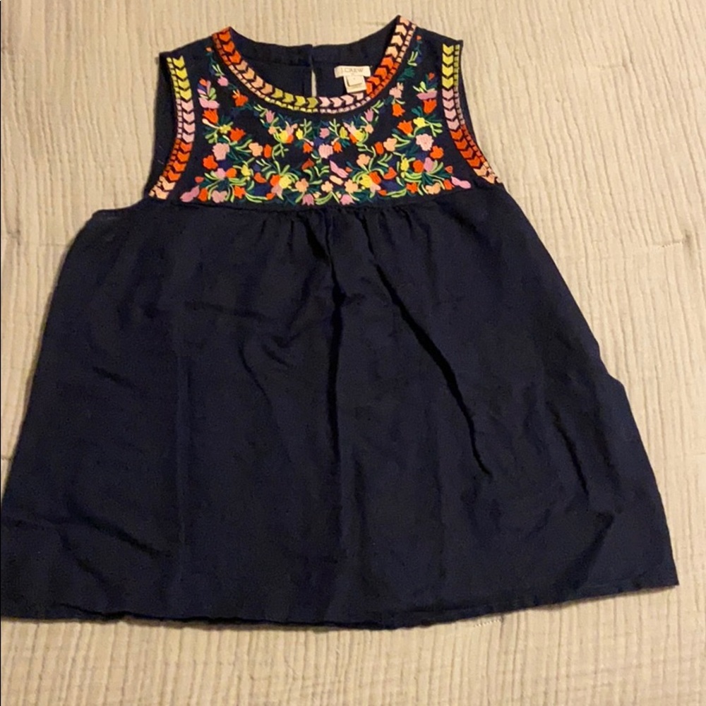 J Crew floral embroidered top